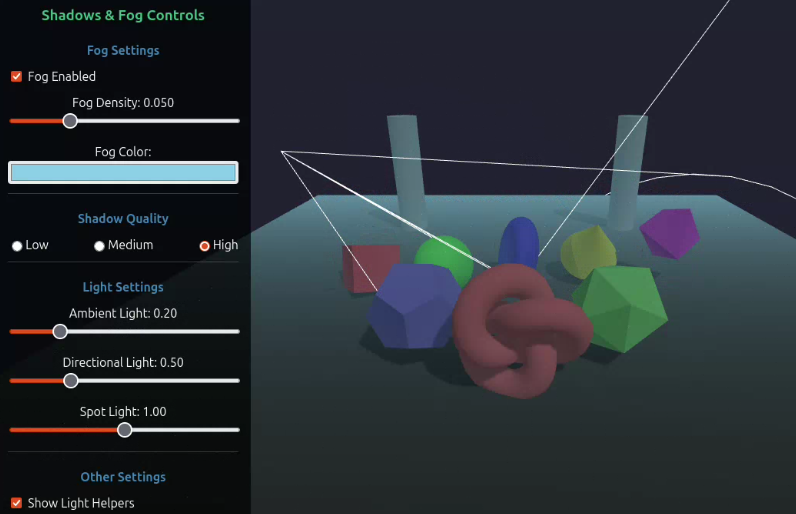 ThreeJS Shadows and Fog